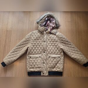 Moderno Italy Design Tan Jacket with Fur Hood 4XL